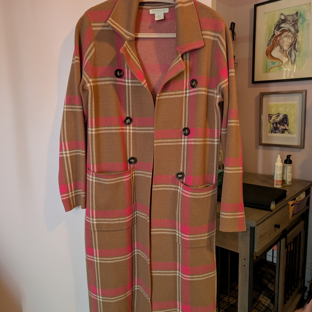 Christian Siriano Shacket / Plaid Double-Breasted Women's Coat 🩷 & 🐪 | L